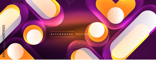 Neon circle abstract background. Template for wallpaper, banner, presentation, background