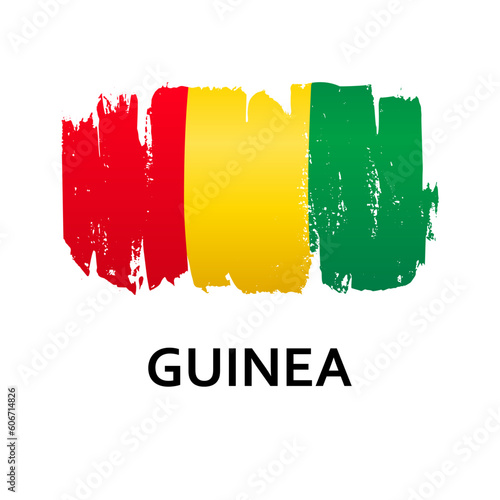National symbol - flag of Guinea isolated on white background. Hand-drawn illustration. Flat style.
