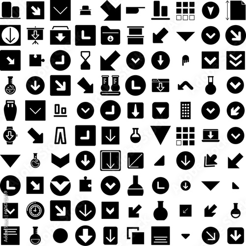 Collection Of 100 Bottom Icons Set Isolated Solid Silhouette Icons Including Water, Blue, Background, Bottom, Nature, Vector, White Infographic Elements Vector Illustration Logo