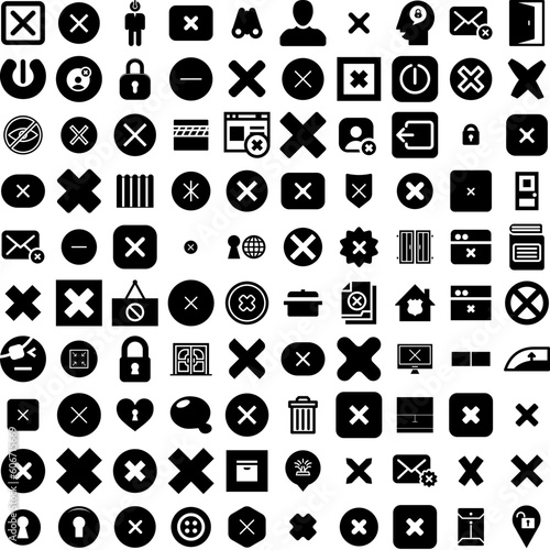 Collection Of 100 Close Icons Set Isolated Solid Silhouette Icons Including Closeup, Beautiful, Portrait, Natural, Person, Background, Close Infographic Elements Vector Illustration Logo