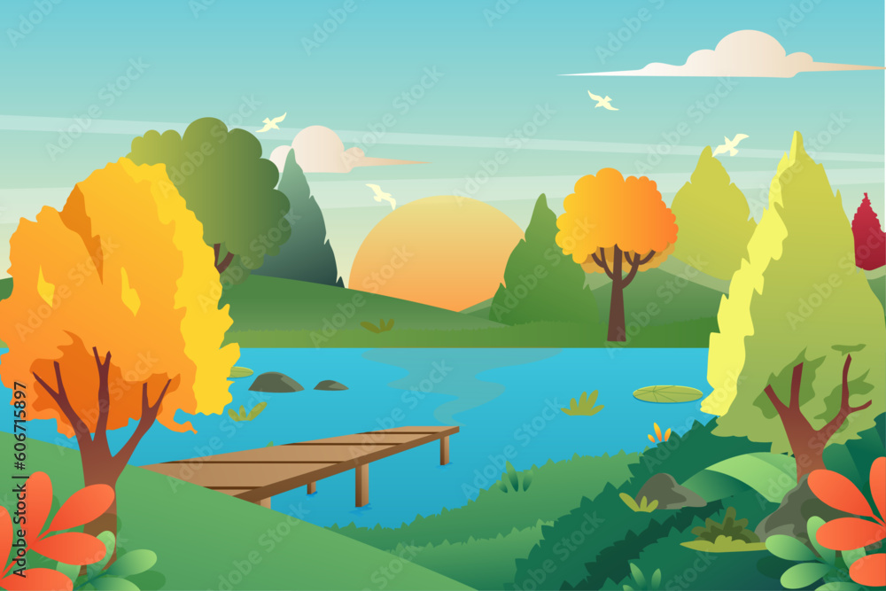 Gradient lake scenery landscape