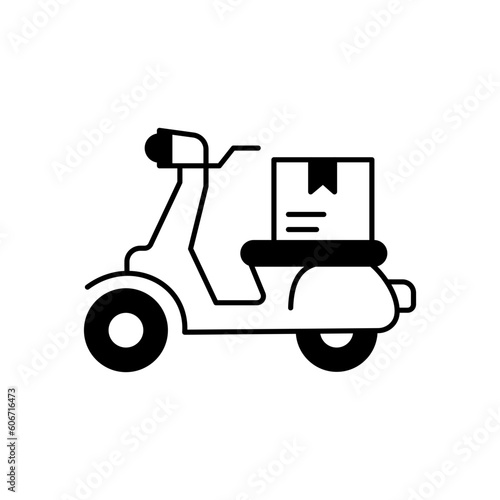 Bike delivery Glyph Vector Icon that can easily edit or modify
