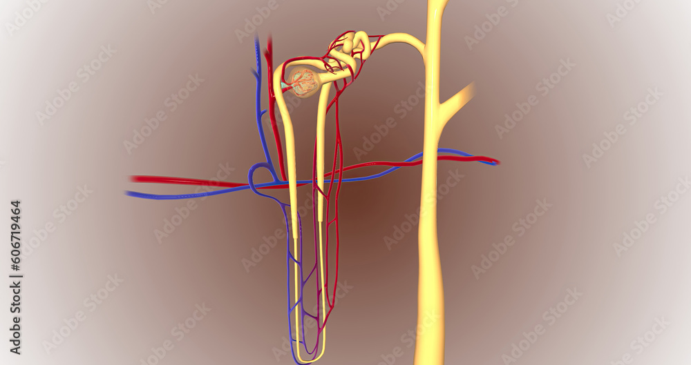 Φωτογραφία The function of the nephron is to convert blood to urine and consists of the tubular system and the renal corpuscle