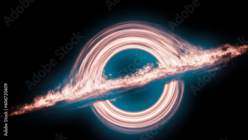 Rendered illustration of a black hole with the occlusion disk visible.