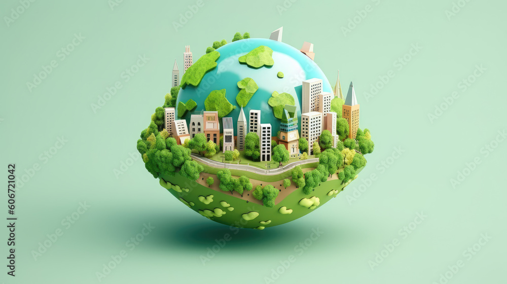 Globe with grass, Ecology Concept, environment, earth - Generative AI Globe with grass, Ecology Concept, environment, earth - Generative AI