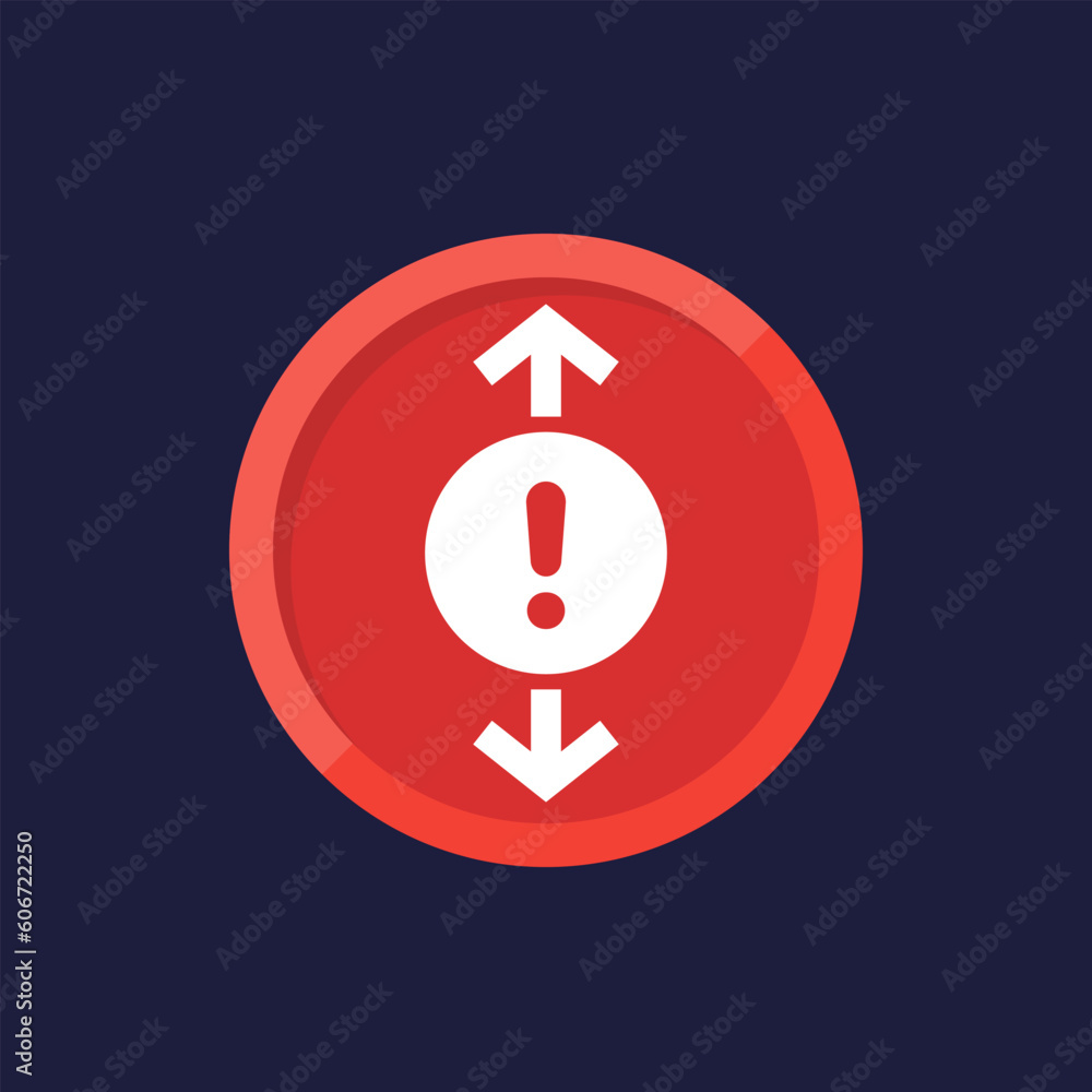 height warning icon, vector sign height warning icon, vector sign