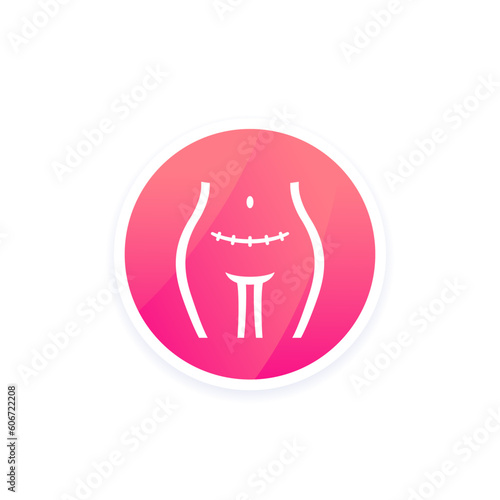cesarean section and scar icon, vector design