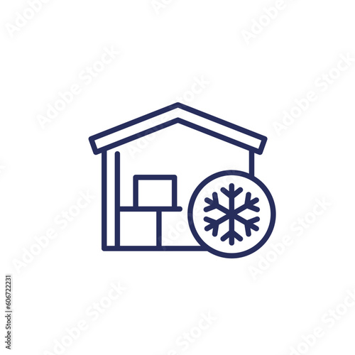 cold storage line icon with a warehouse