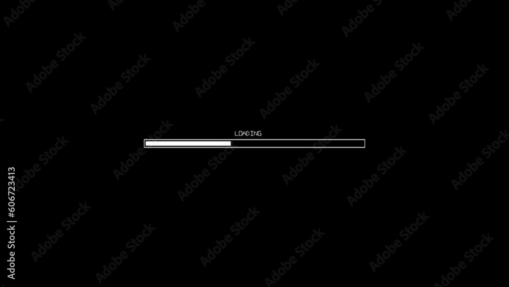 Loading bar downloading bar loading screen pixelated progress animation Loading Transfer Download 0-100% in black background. Loading bar downloading bar loading screen pixelated progress animation Loading Transfer Download 0-100% in black background.