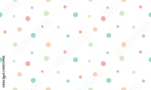 Colorful circles seamless pattern on white background. Vector Repeating Textures.