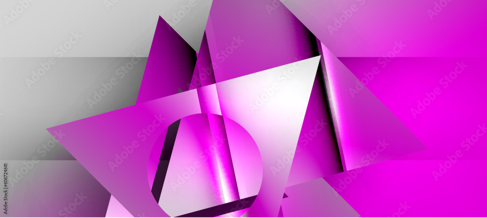 Fototapeta premium Trendy minimal geometric composition abstract background. Shadow lines and lights on glossy triangles backdrop. Vector Illustration For Wallpaper, Banner, Background, Card, Book Illustration