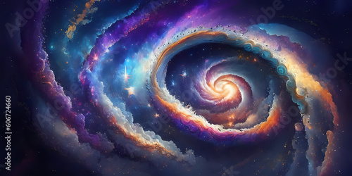 abstract background with spiral galaxy milky way generative AI
