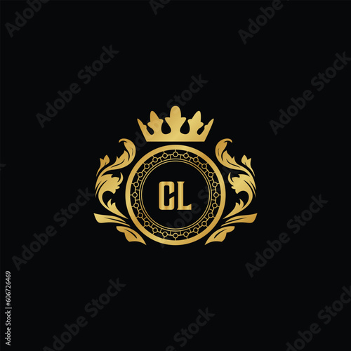 Luxury royal wing letter CA-CZ crest gold color logo vector image photo