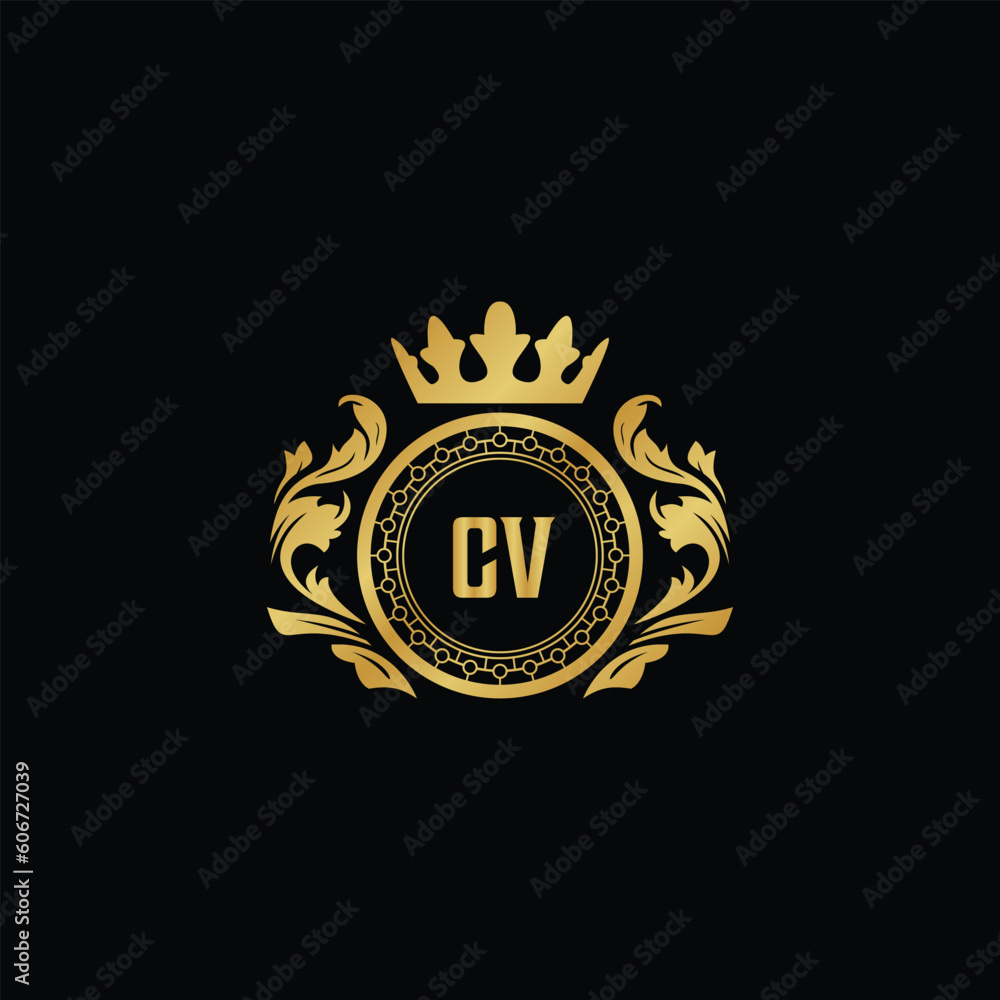 Luxury royal wing letter CA-CZ crest gold color logo vector image