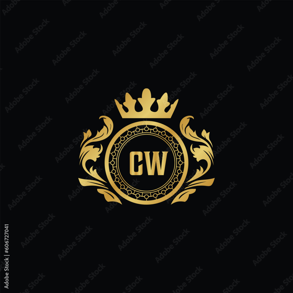 Fototapeta premium Luxury royal wing letter CA-CZ crest gold color logo vector image