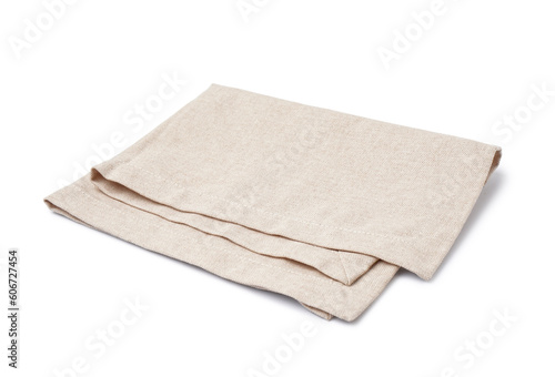 Beige folded napkin isolated on white background