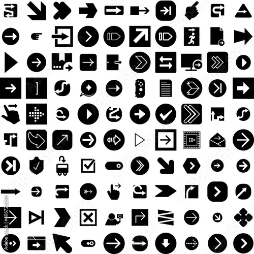 Collection Of 100 Right Icons Set Isolated Solid Silhouette Icons Including Concept, Vector, Symbol, Right, Equality, Sign, Icon Infographic Elements Vector Illustration Logo