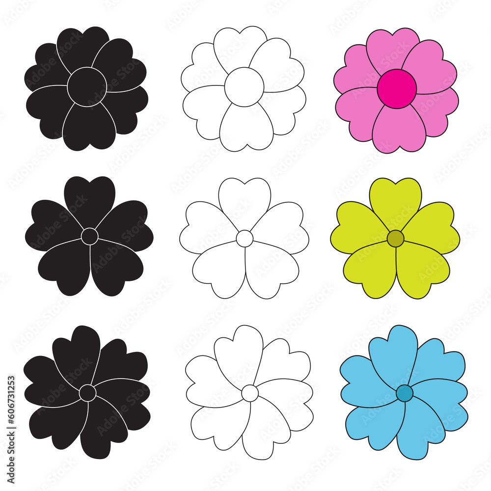 Flower icons set on white background Flower icons set on white background