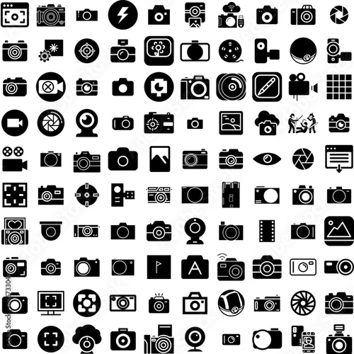 Collection Of 100 Capture Icons Set Isolated Solid Silhouette Icons Including Carbon, Technology, Energy, Capture, Co2, Gas, Climate Infographic Elements Vector Illustration Logo