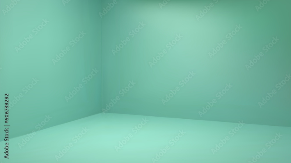 3d pastel corner studio wall background. Vector backdrop of empty turquoise angle room perspective shoot mock up. Abstract interior space for podium beauty mockup template. Green cosmetic stand. 3d pastel corner studio wall background. Vector backdrop of empty turquoise angle room perspective shoot mock up. Abstract interior space for podium beauty mockup template. Green cosmetic stand.