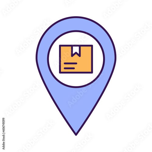 Parcel location Outline with Colors Fill Vector Icon that can easily edit or modify