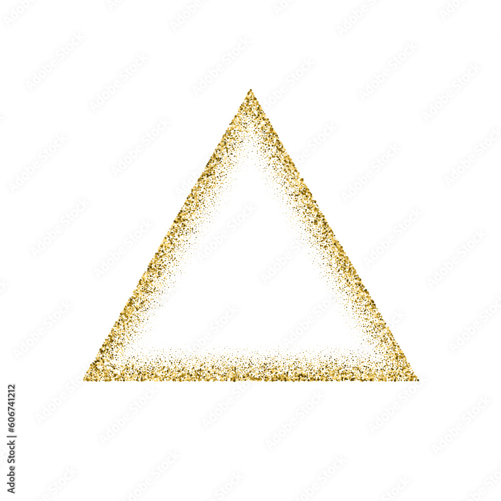 Triangular Gold Frame Triangle gold frame made of glitters with bright glow light effect ...