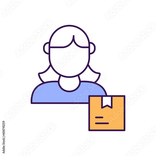 Courier girl Outline with Colors Fill Vector Icon that can easily edit or modify

 photo