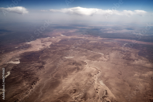 The Algerian desert seen from the sky. Tassili-Djanet National Park