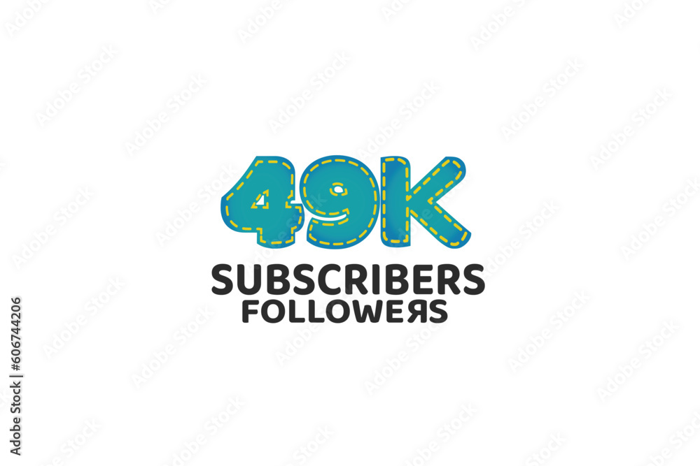 49th, 49 years, 49 year anniversary Subscribers Followers for internet, social media use - vector
