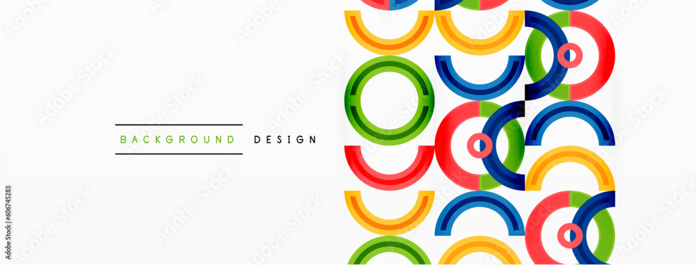 Obraz premium Circles are arranged in a grid pattern abstract background and feature a range of different colors, including shades of various colors. Template for wallpaper, banner, presentation, background