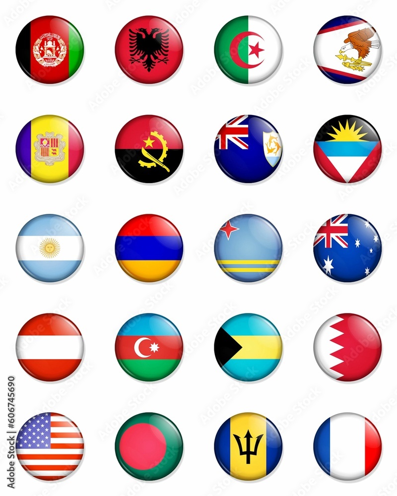 Vertical illustration of a selection of the flags of the nations of the world Vertical illustration of a selection of the flags of the nations of the world