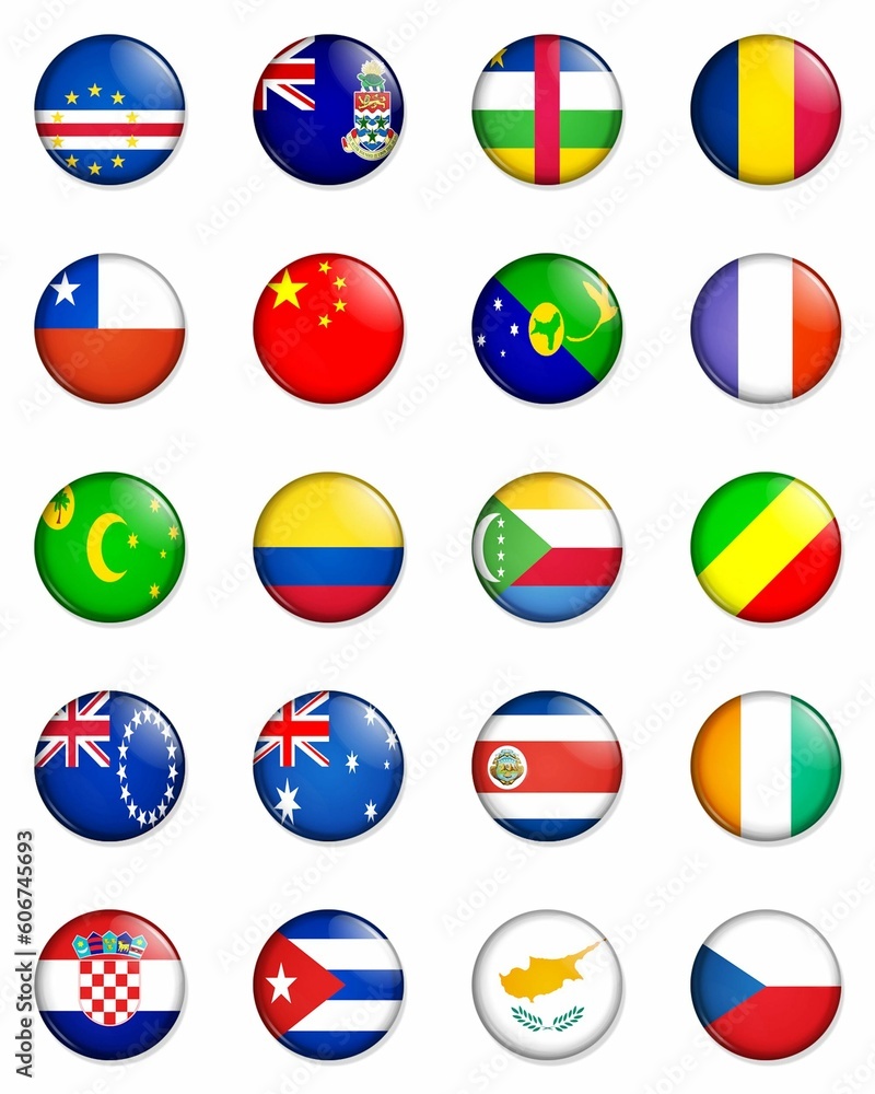Vertical illustration of a selection of the flags of the nations of the world Vertical illustration of a selection of the flags of the nations of the world