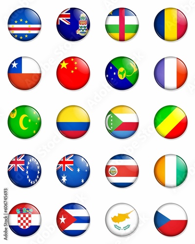 Vertical illustration of a selection of the flags of the nations of the world