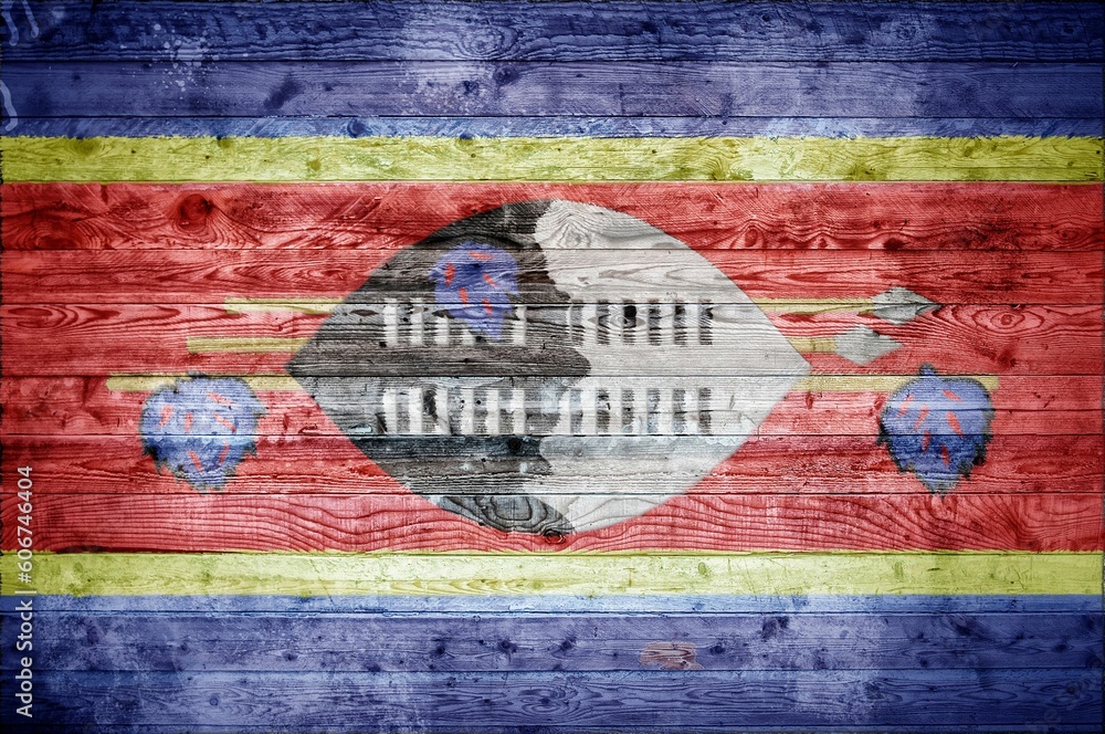 Fototapeta premium Illustrative flag of Swaziland on a wooden surface