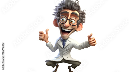 crazy cartoon doctor isolated on transparent background png - Generative AI photo