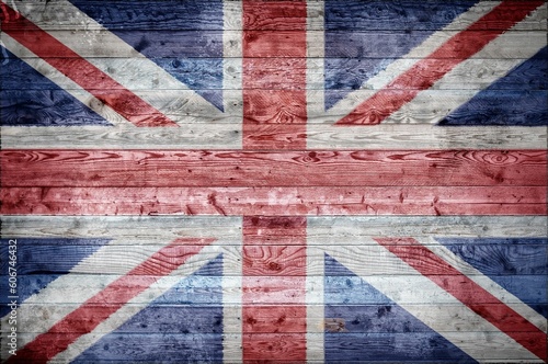 Illustrative flag of the United Kingdom on a wooden surface