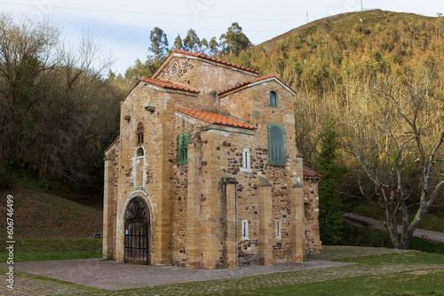 Vista de la iglesia prerrománica de San Miguel de Lillo, en las cercanías de Oviedo, Asturias. photo