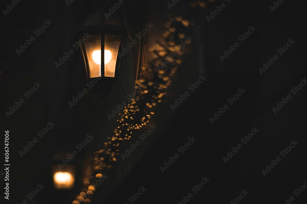 Closeup of glowing street lamp Closeup of glowing street lamp