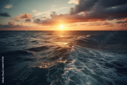 Sun setting over the ocean, Generative ai