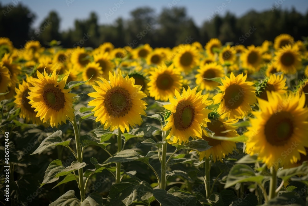 Ai generated illustration of sunflower field