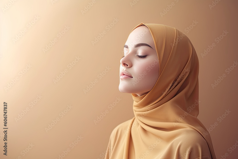 portrait of a woman wearing hijab. Generative AI portrait of a woman wearing hijab. Generative AI