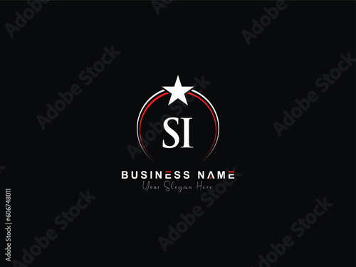 Initials SI Letter Logo Icon, Minimal Si is Star Logo