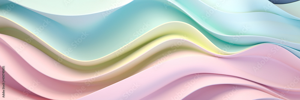 geometric wave pastel colorful gradient banner background, generative ai. geometric wave pastel colorful gradient banner background, generative ai.