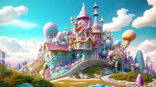 3D fantasy landscape candy land © Absent Satu