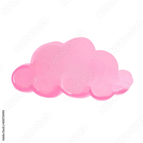 the cute pink cloud with transparent background drawing with oil blush texture