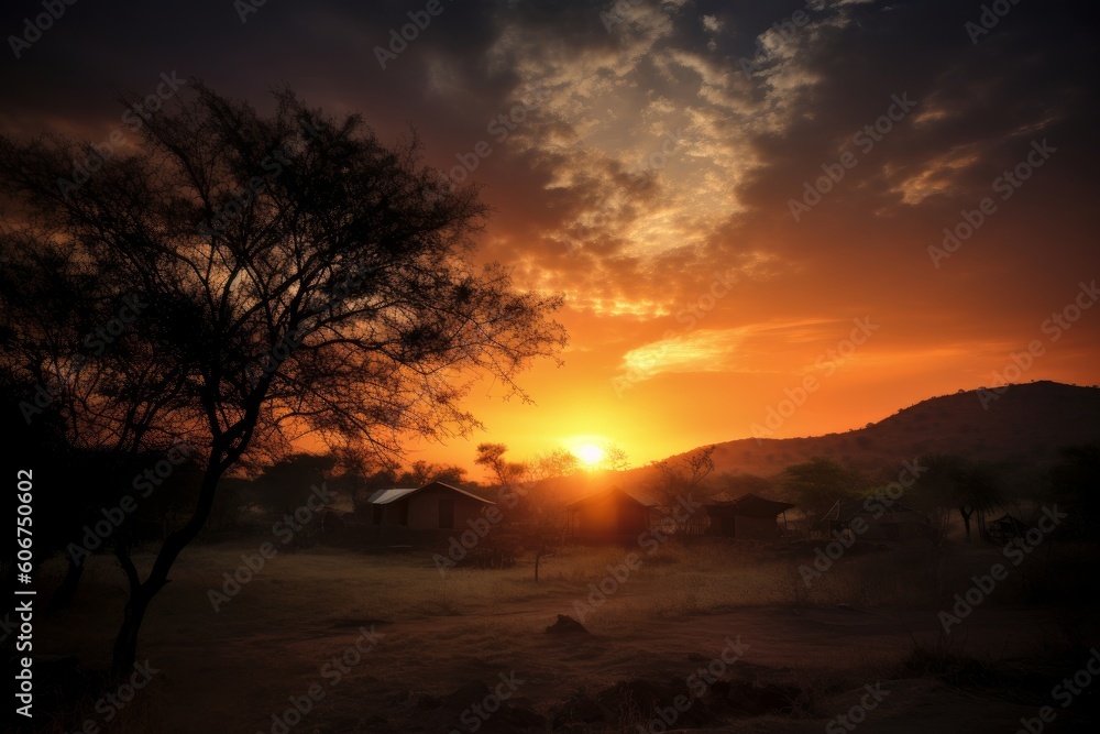 Ai generated illustration of sunset