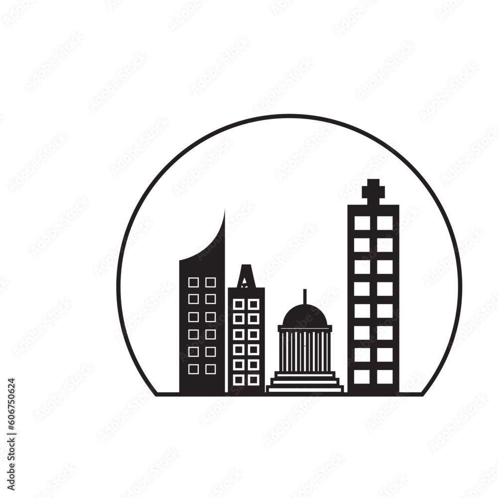 Building construction business logo, Geometric line logo. Vector template