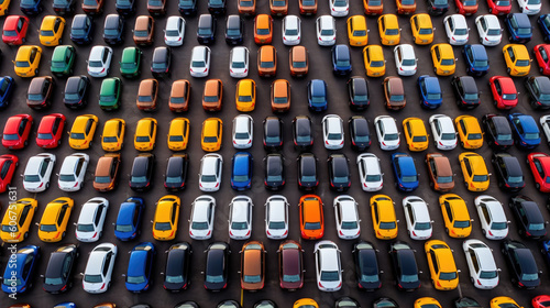 a lot of cars storage in parking. overstock. generative ai photo
