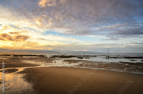 Sea view of Arcachon basin, France, with low tide
