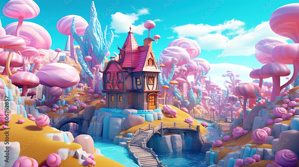 3D fantasy landscape candy land 3D fantasy landscape candy land